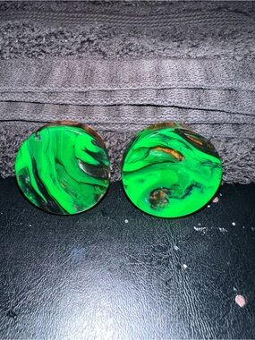 35mm Green Swirl Resin & WoodPlugs🔥